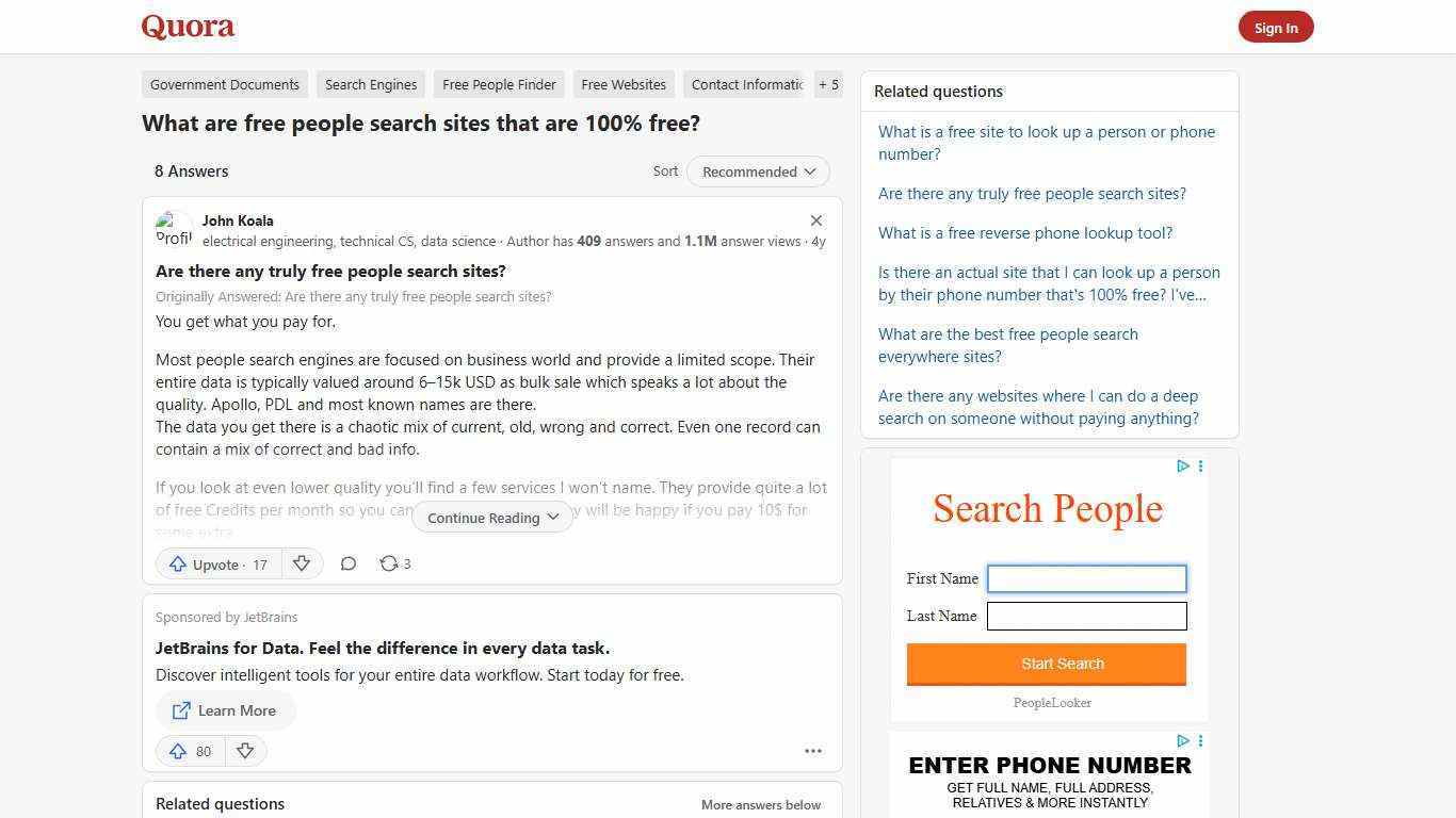 What are free people search sites that are 100% free? - Quora